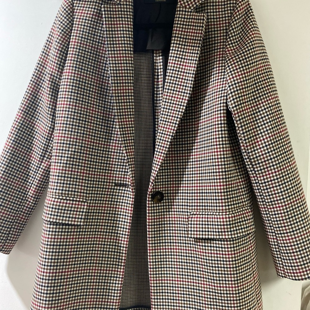 Massimo Dutti Checkered Blazer Jacket Size 38 - Picture 2 of 12